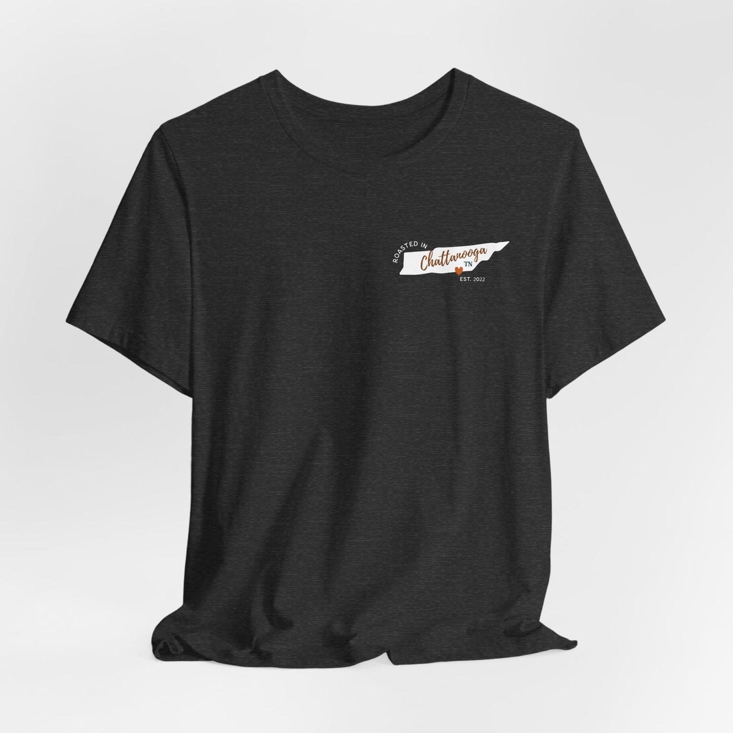 Dark Gray Heather Chattanooga Tee Front - White Oak Mountain Coffee Roaster