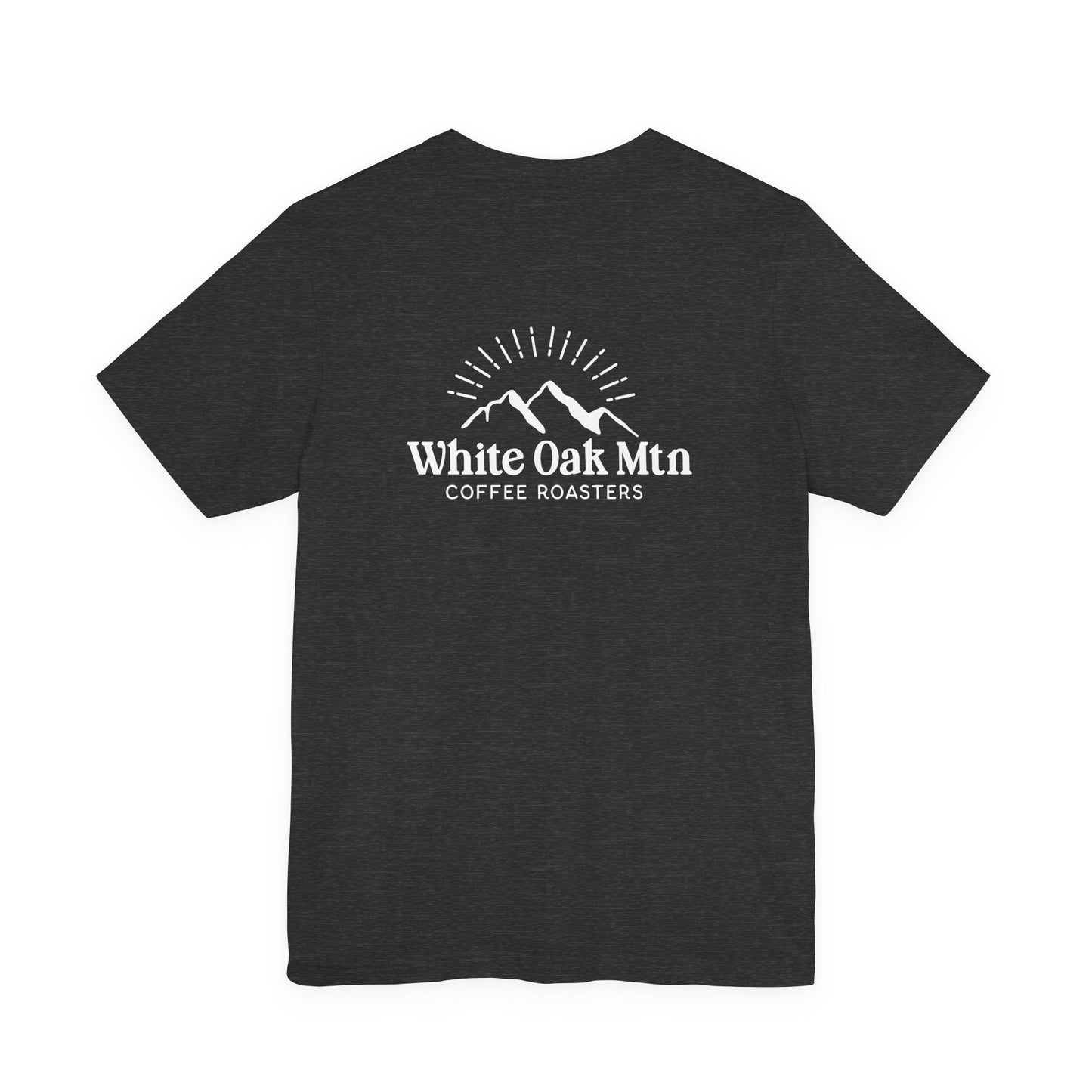 Dark Heather Gray Logo Tee Back - White Oak Mountain Coffee Roaster