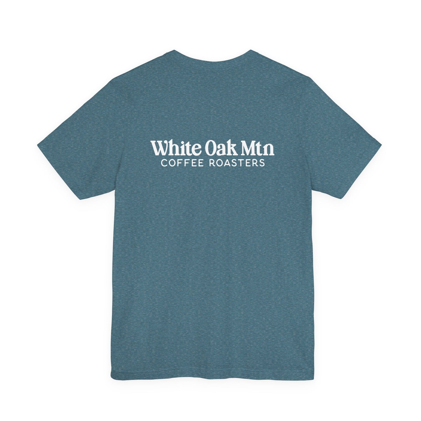Heather Deep Teal Chattanooga Tee Back - White oak Mountain Coffee Roasters