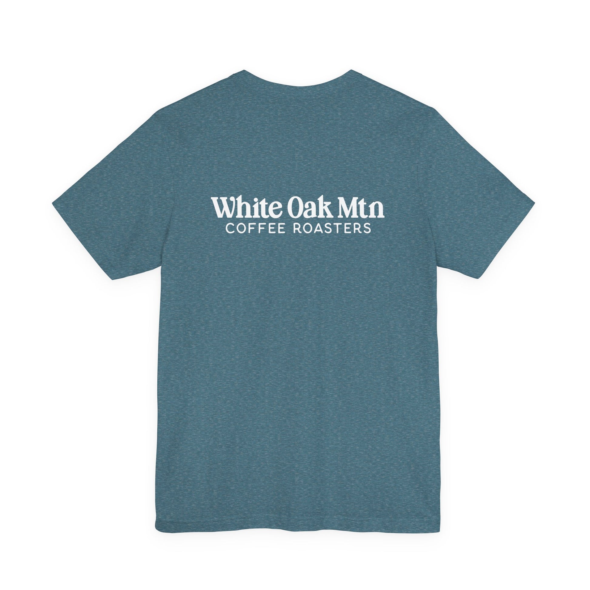 Heather Deep Teal Chattanooga Tee Back - White oak Mountain Coffee Roasters