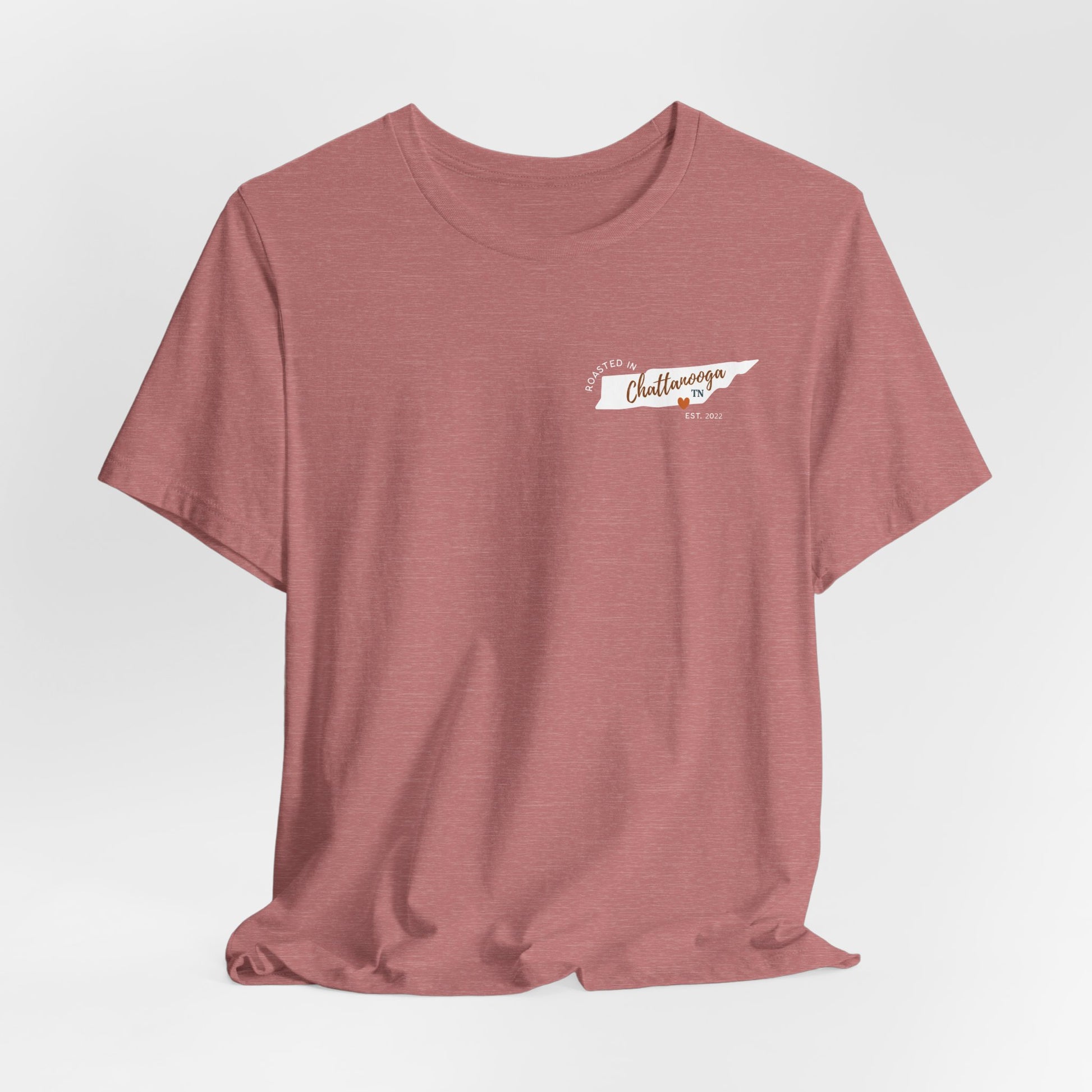 Heather Mauve Chattanooga Tee Front  - White Oak Mountain Coffee Roasters