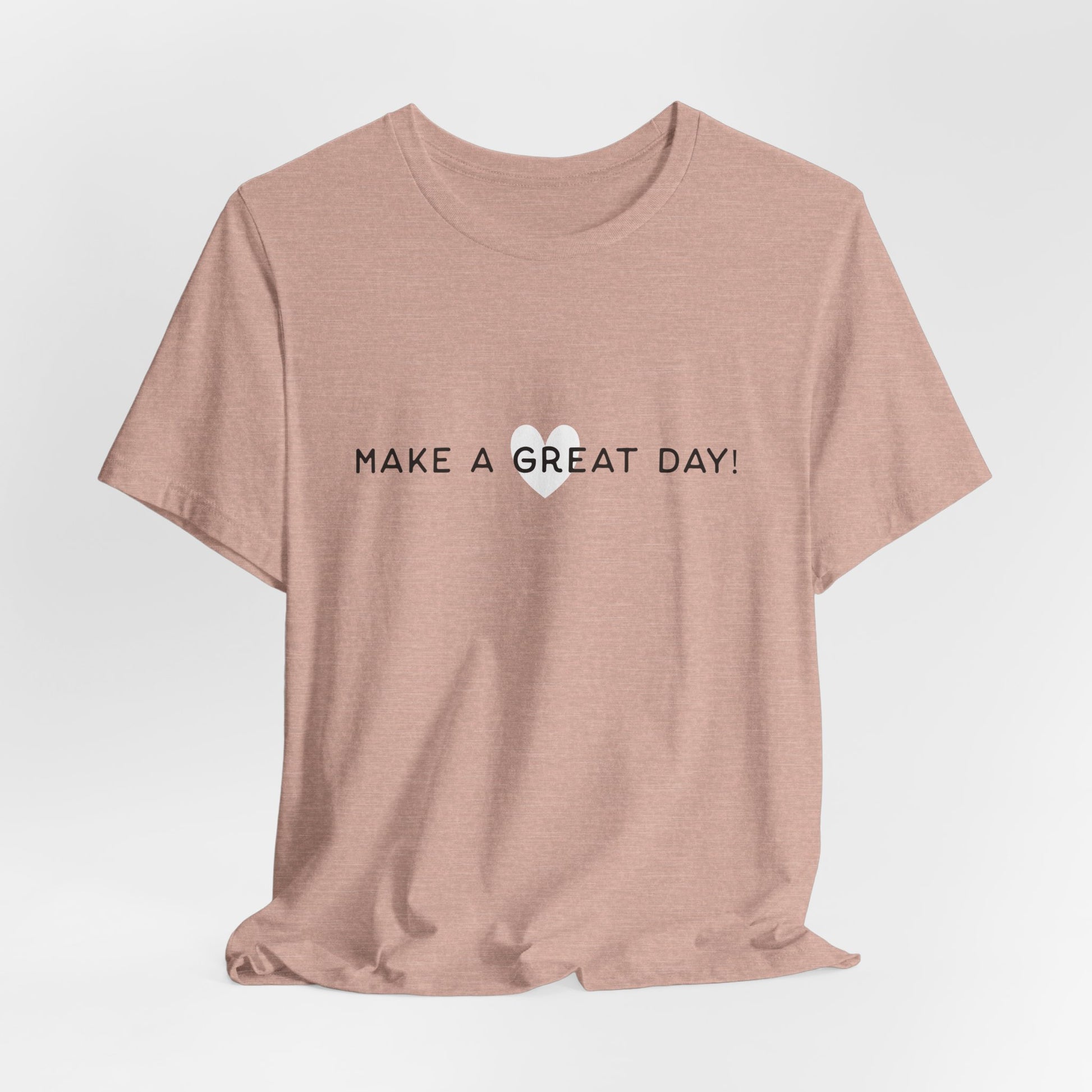 Heather Prism Peach Make A Great Day Tee Front - White Oak Mountain Coffee Roaster