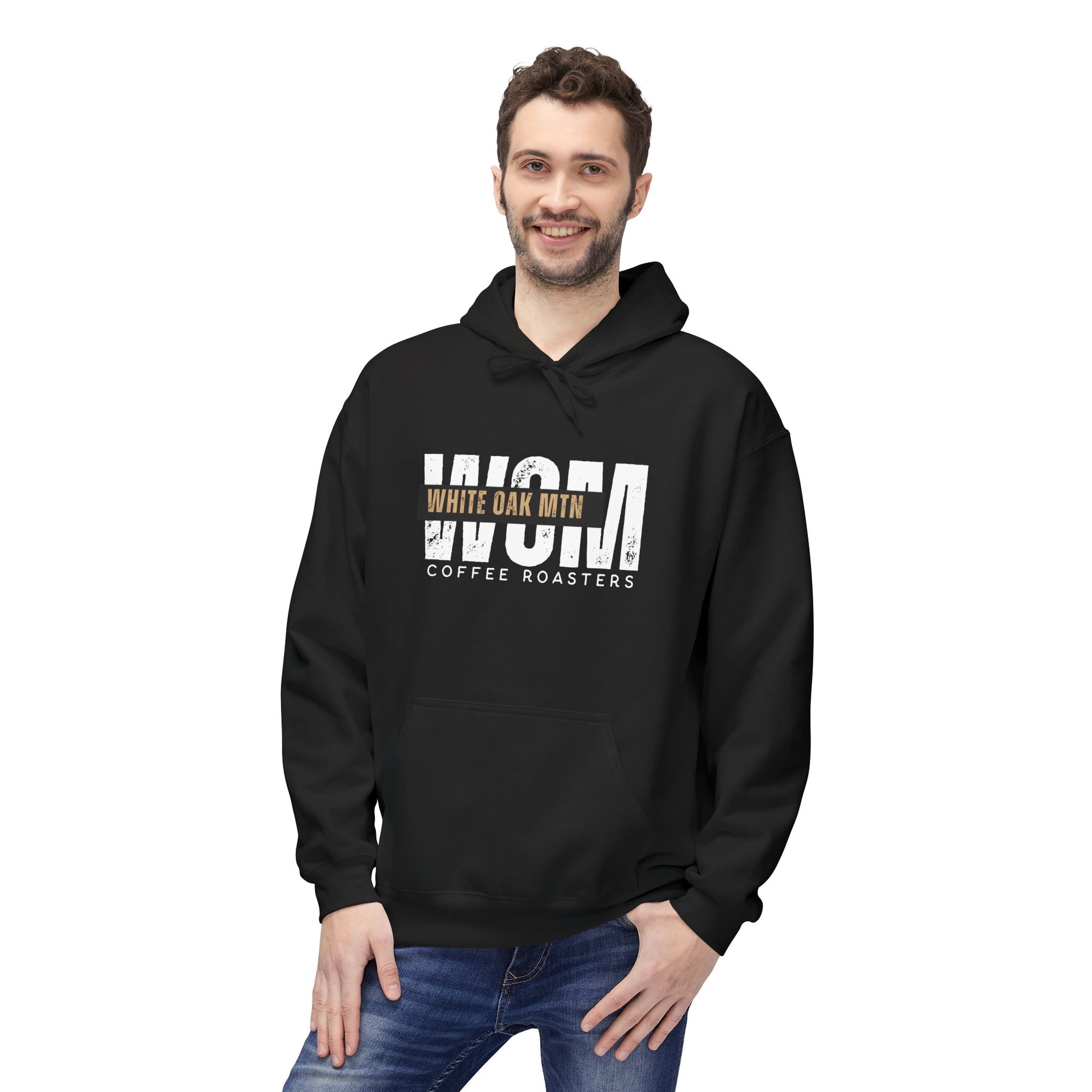 WOM Roaster's Pullover Hoodie Model - White Oak Mountain Coffee Roasters